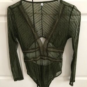Green See Through Bodysuit
